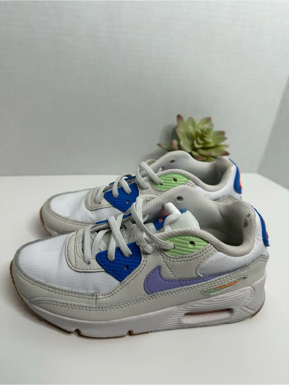 Nike Kids Air Max Sneakers - White with Blue, Green & Orange Accents